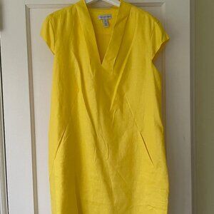 NWOT Sunny Yellow Neiman Marcus Linen Dress Size M
